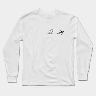 Minimalist Aviation Plane with Hearth Design Long Sleeve T-Shirt